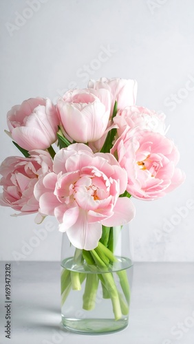Wallpaper Mural Delicate pink tulips in a vase Torontodigital.ca