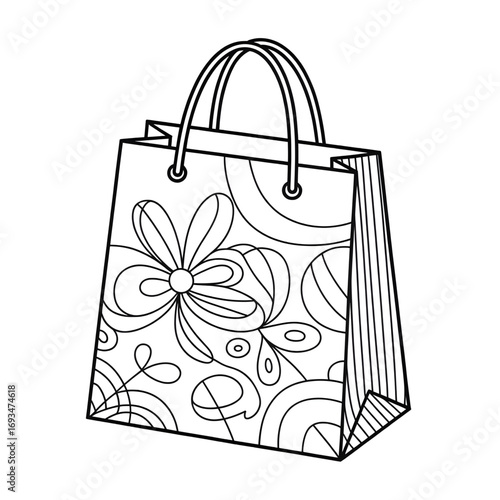A gift bag illustration vector style coloring page
