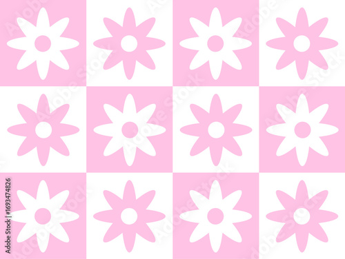 Pink Daisy Flower Tile and Seamless Pattern, Wrapping Paper
