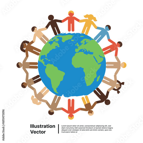 Diverse individuals from around the world unite in a circle, symbolizing global harmony and human connection for peace