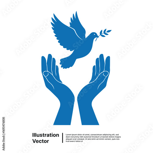 Dove of Peace Reaching Towards a Better World from the Hands of Humanity Concept