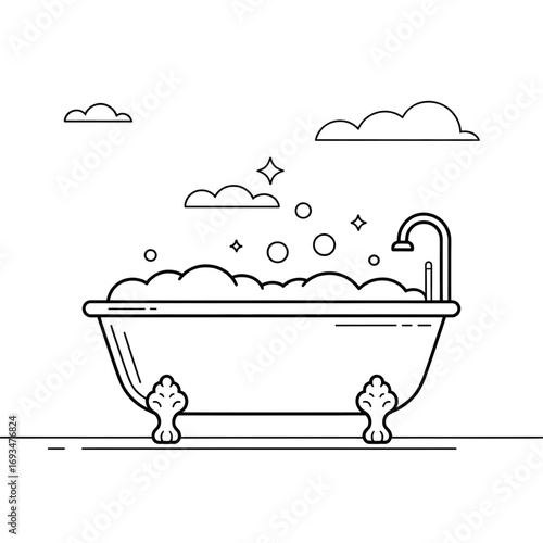 A bathtub illustration vector style coloring page