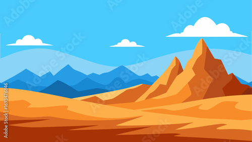 Illustration of desert landscape with trees