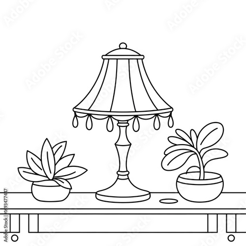 A lamp illustration vector style coloring page