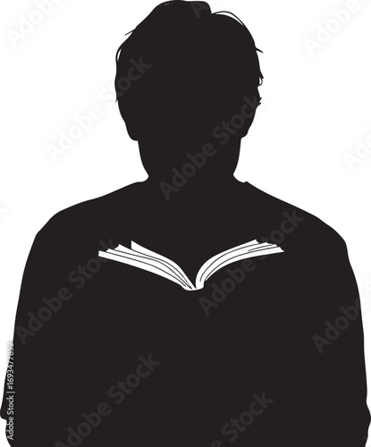 Reader boy and girl silhouette vector art illustration Shapes Collection Isolated on White Background