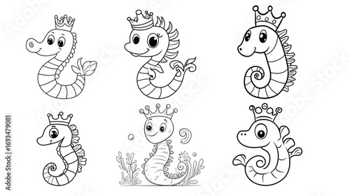 Coloring Page for 3-Year-Old Kids – A Silly Seahorse, Easy and Fun Line Art Drawing for Early Learning and Creativity