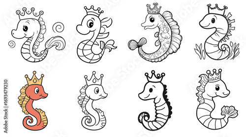 Coloring Page for 3-Year-Old Kids – A Silly Seahorse, Easy and Fun Line Art Drawing for Early Learning and Creativity