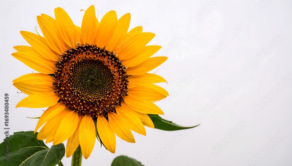 Fototapeta premium Sunflower Close-up Against White Sky
