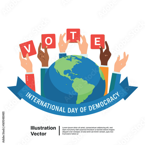 Global Citizen Hands Holding Vote Letters Promoting International Democracy Day Concept