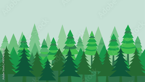 Illustration of a dense teal green forest