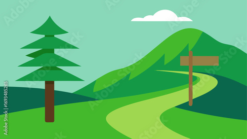 Illustration of a path through nature area