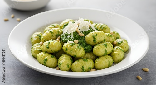 Pasta gnocchi with pesto