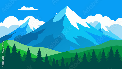 Landscape with mountains and forest view