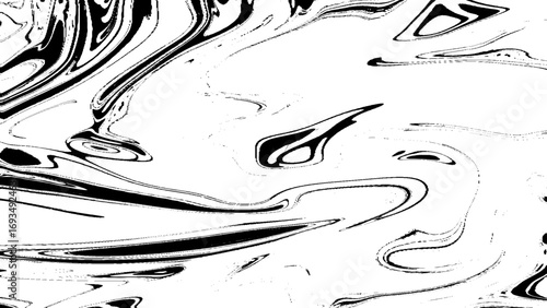 Black and white modern fluid marble background. White and black digital background made of interweaving curved shapes.
