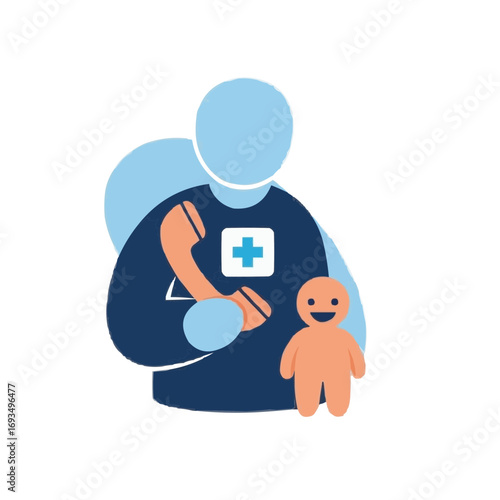 Child Helpline Advocate A Caring Doctor Answering a Call for Young Patients