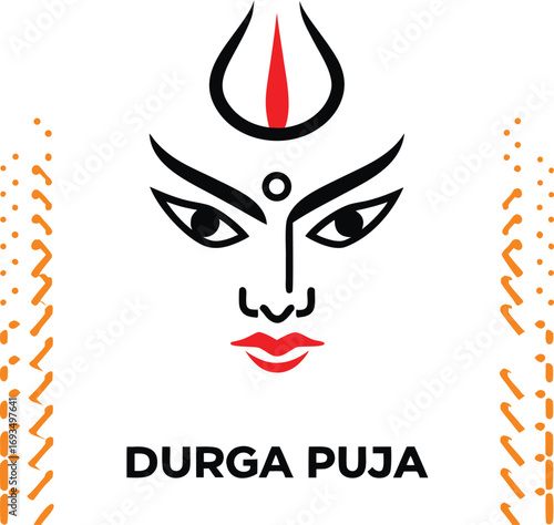 Goddess durga face red lips durga puja eyes