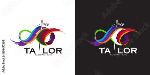 Elegant tailor logo design for modern fashion brand, showcasing vibrant colors and a needle, perfect for bespoke apparel and custom clothing services