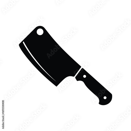 Black silhouette of a heavy duty butcher cleaver knife
