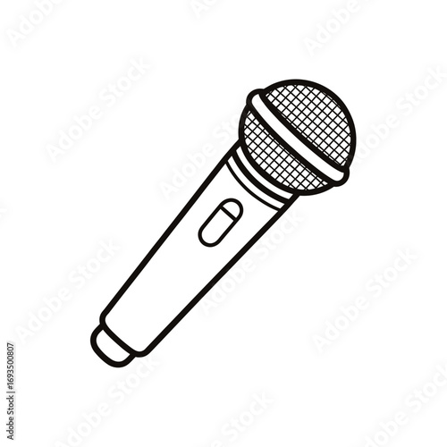 Simple hand drawn illustration of a classic microphone