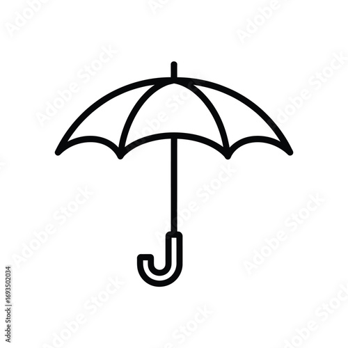 Simple outline icon of an umbrella on a white background