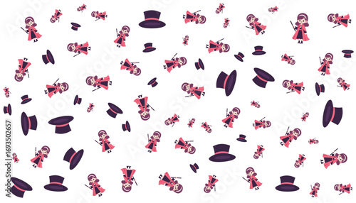 Magician Girl Background Pattern Vector