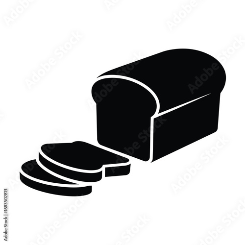 Sliced loaf of bread icon silhouette on white background