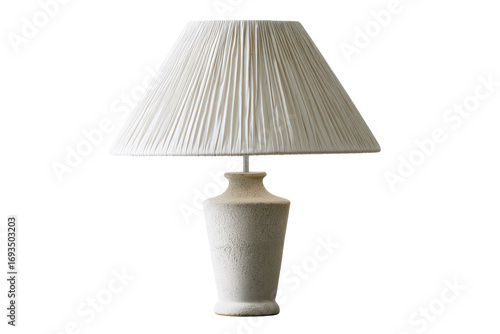 Classic white table lamp with a pleated fabric shade.