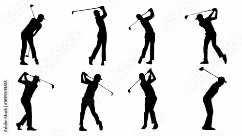 Dynamic golfer swings capture athletic motion and focus for sports and leisure projects