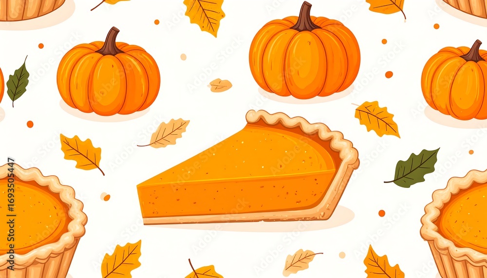 Pumpkins and pie pattern/background