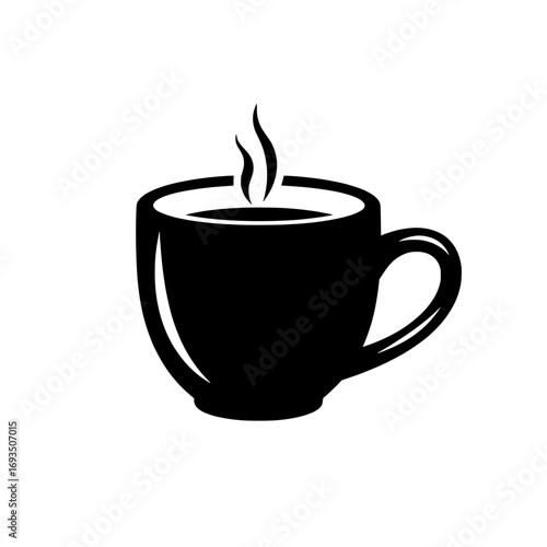 Aroma in Cup: A captivating minimalist style image of an steaming cup of coffee. Embracing the ritual of coffee in monochrome, hinting at the invigorating embrace of a warm beverage.