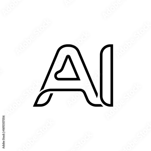 AI in Silhouette: A stark black-and-white design of the letters AI evokes the concepts of artificial intelligence, data, and technology, set against an uncluttered backdrop.