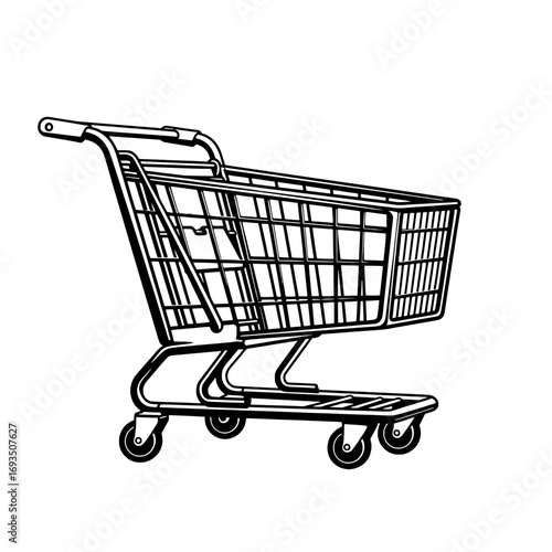 Shopping Cart Outline: A simple yet effective outline of a shopping cart. A classic representation of consumerism and retail.