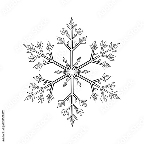 Crystalline Snowflake: A close-up, minimalist view showcases the delicate artistry of a singular snowflake, its intricate form and radiant symmetry elegantly captured.