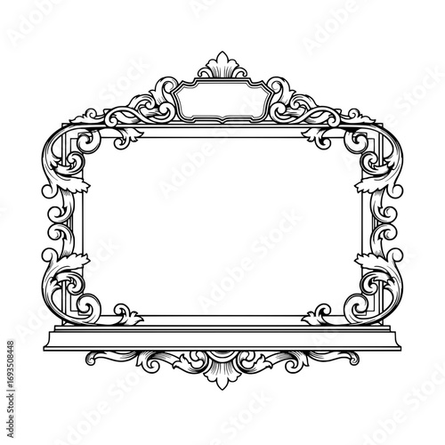 Elegant Frame with Ornate Design: A refined visual featuring an antique frame distinguished by its elaborate and intricate detailing. Its curves and scrolls are the hallmark of classic design.