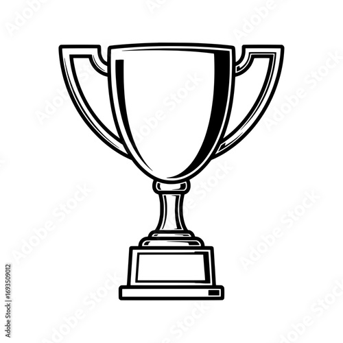 Golden Trophy Emblem: A striking black and white vector illustration of a gleaming trophy, a timeless symbol of achievement and success.