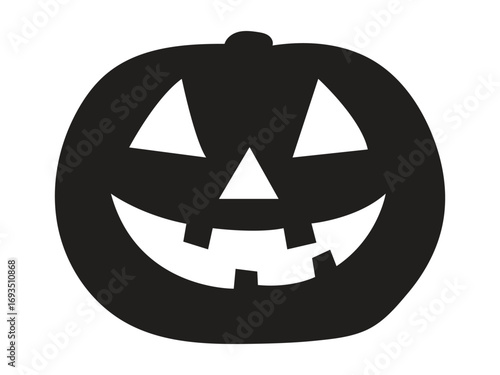Classic halloween jack o lantern silhouette with a spooky face carved into a pumpkin