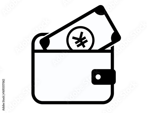 money icon 84 : Wallet with Yen Bills, yen, wallet, cash, money, JPY, Japanese currency, finance, bills, yen notes, banking, savings, income, economy, financial, 