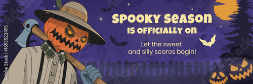 Pumpkin Head Halloween Illustration