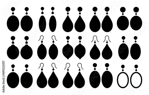 Collection of Black Silhouette Earrings in Various Shapes and Styles