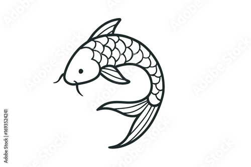 Elegant koi fish illustration, perfect for branding, tattoo design, or zen garden decor, bringing a touch of oriental beauty to your project