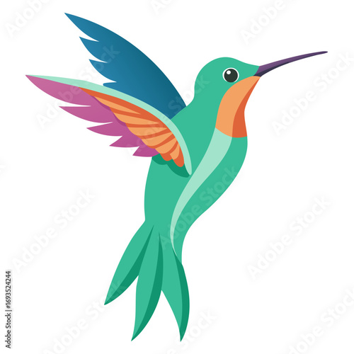hummingbird and flowers