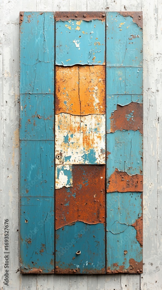 Naklejka premium Rustic, multi-colored metal panels