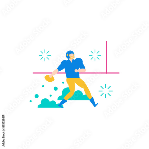 NFL quarterback.American football player throwing ball isolated on transparent background.