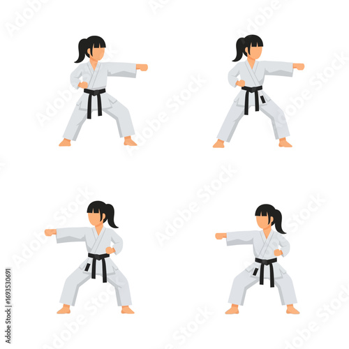 Empowering Woman Practicing Karate Moves in Dynamic Action