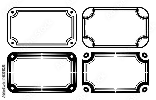 Quadro su tela Four Decorative Rectangular Frames with Rounded Corners and Unique Border Design