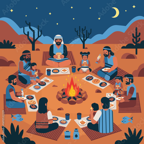 Evening Meal of the Israelites Biblical story,