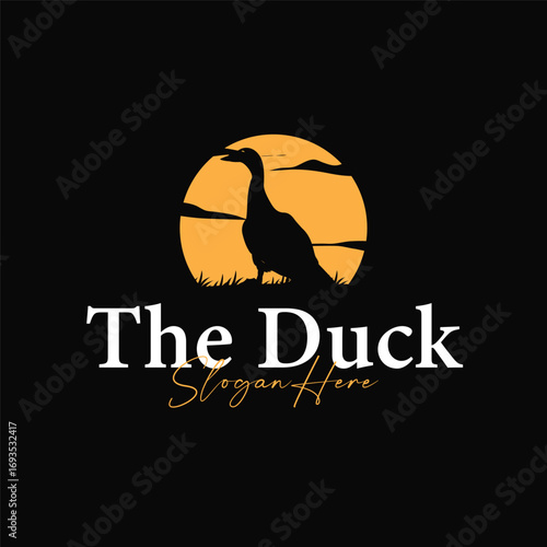 Duck logo black silhouette design livestock concept farm animal duck silhouette design for product brand, poster, symbol, icon templet illustration