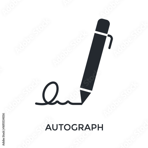 Autograph Icon Glyph Style. Vector Illustration For Graphic Design