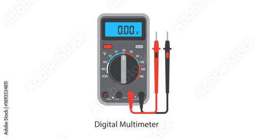 Digital Multimeter Vector Illustration for Electrical and Electronic Measuring