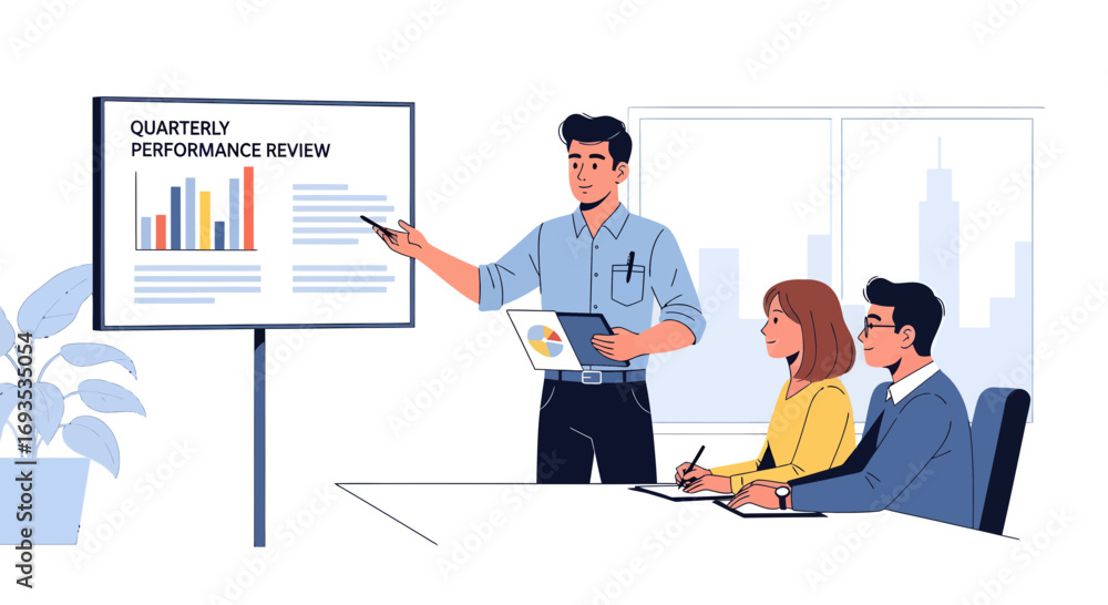 Fototapeta premium Quarterly Performance Review A Team Presentation